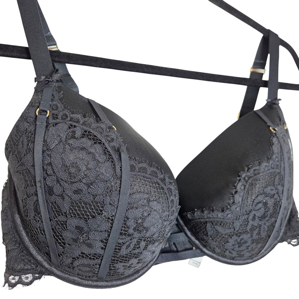 Cacique Push Up Bra 44D‎ Underwire Lace Strappy Padded Lingerie Boost Balconette